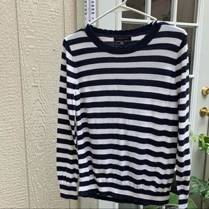 Banana Republic factory size Small, scalloped neck, navy / white stripes,